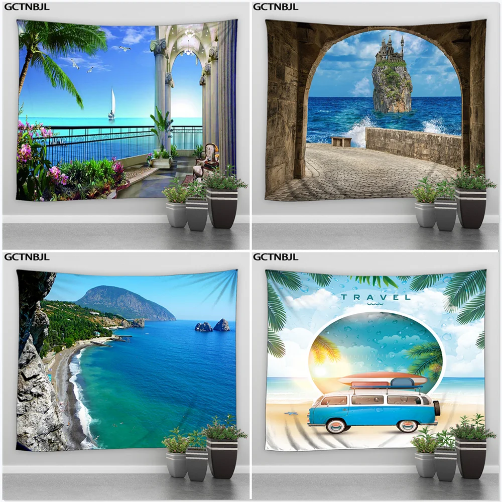 

Итальянский Романтический Природный морской пейзаж, солнечный свет, пляжный гобелен, океан, пейзаж, настенная подвесная ткань из полиэстера, художественный декор для спальни, комнаты