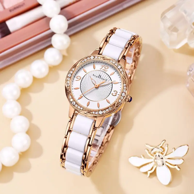 

New Light Luxury Fashion Steel Belt Butterfly Buckle Ceramic Women's Watch Luminous Waterproof Women's Watch