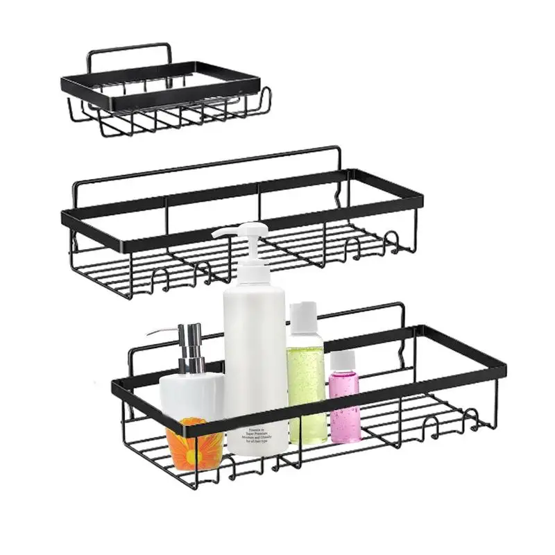 

Shower Floating Storage Rack Kitchen Toiletries Storage Shelf Wall-Mounted Shower Organizer Adhesive Bracket Wall-Mounted Rack