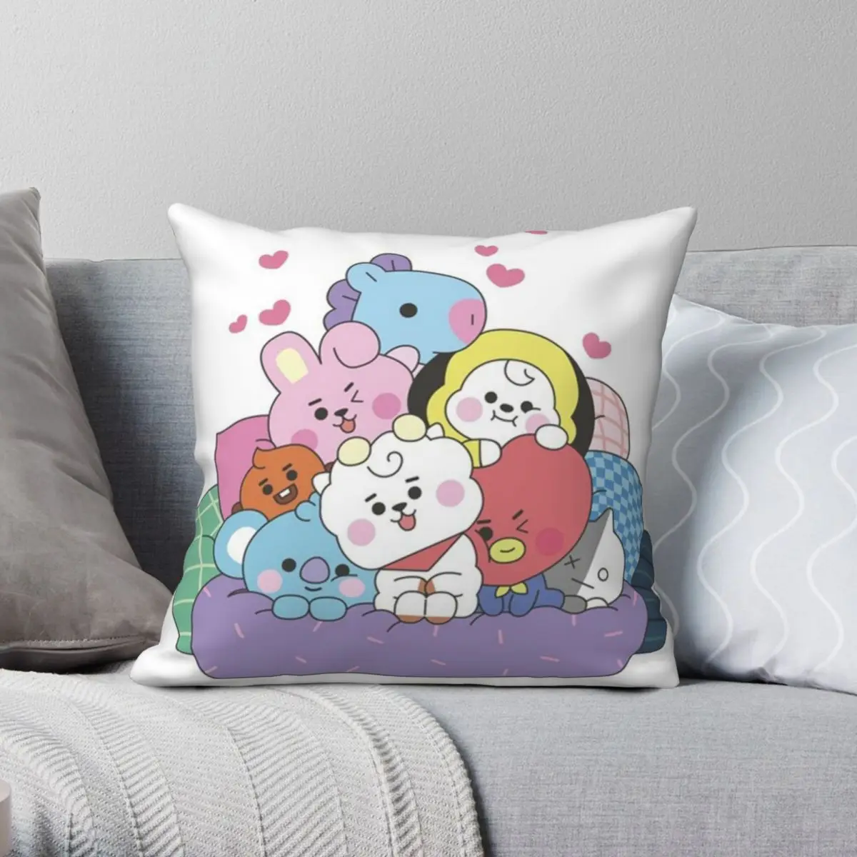 

Детская наволочка BT21 из полиэстера и льна