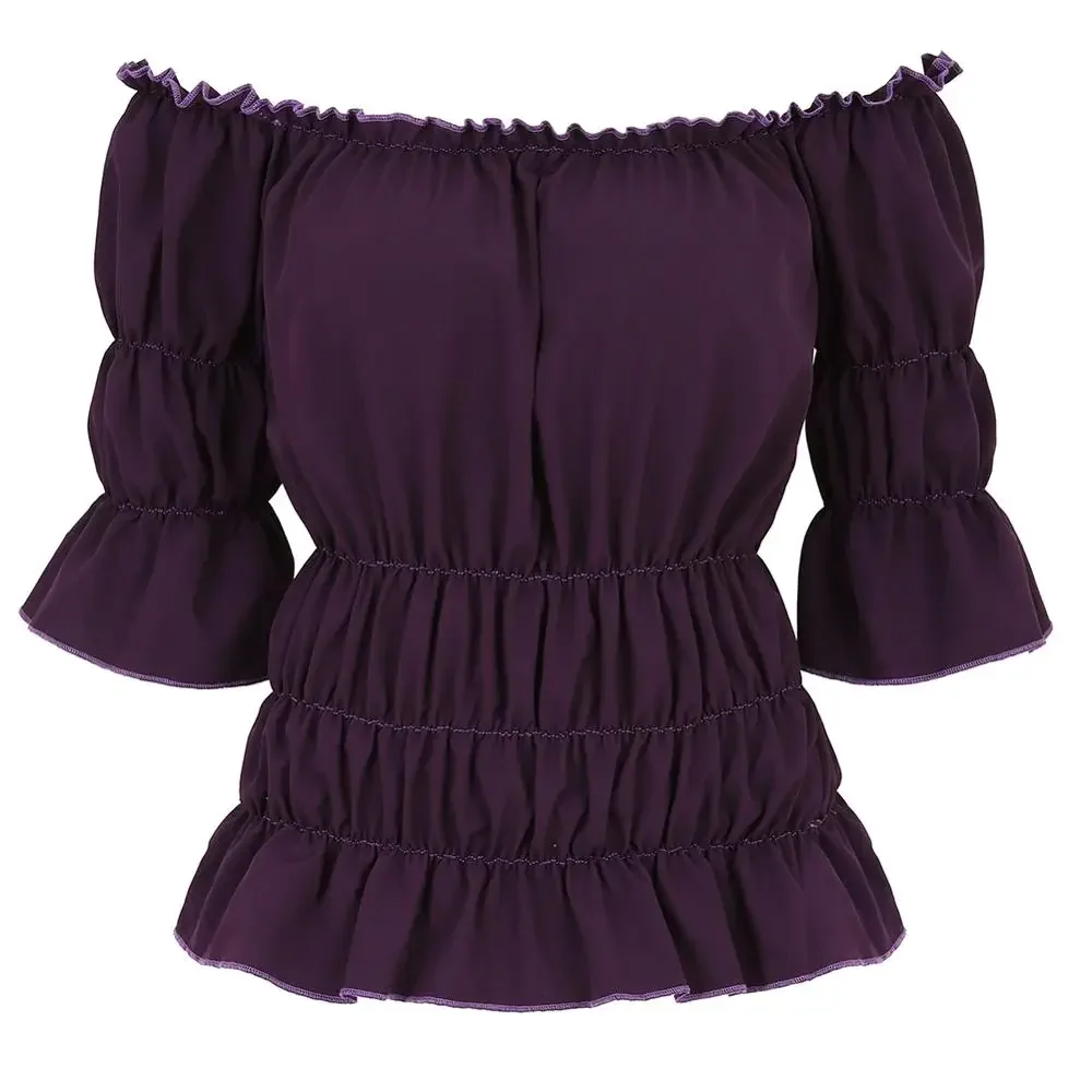 Блузка эпохи Возрождения женская средневековая блузка с открытыми плечами и