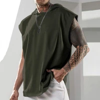 loose top hooded sporty soft hooded sleeveless all match t shirt top for daily wear