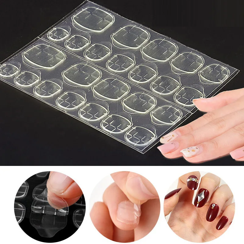 

120/240pcs Clear Transparent Seamless Fake Nails Full Coverage False Nails Tips Short T-shaped Water Drop Full Sticker for Nails