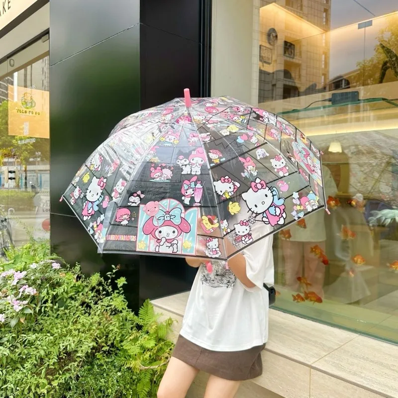 Новый прозрачный зонт Sanrio Hangyodon 2026 года, автоматический, ветрозащитный, утолщенный, портативный, с Куроми и Синамороллом, для девочек-подростков, на каждый день, игрушка (art.: 3920da5f5ee0b) - 3920da5f5ee0b