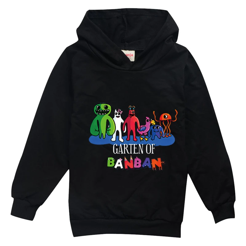 

Children Hoodie Boys Girls Clothing Tops Game Garden of Banban Anime Print Spring Autumn Sweatshirt Toddler 3-12 Year Black Coat