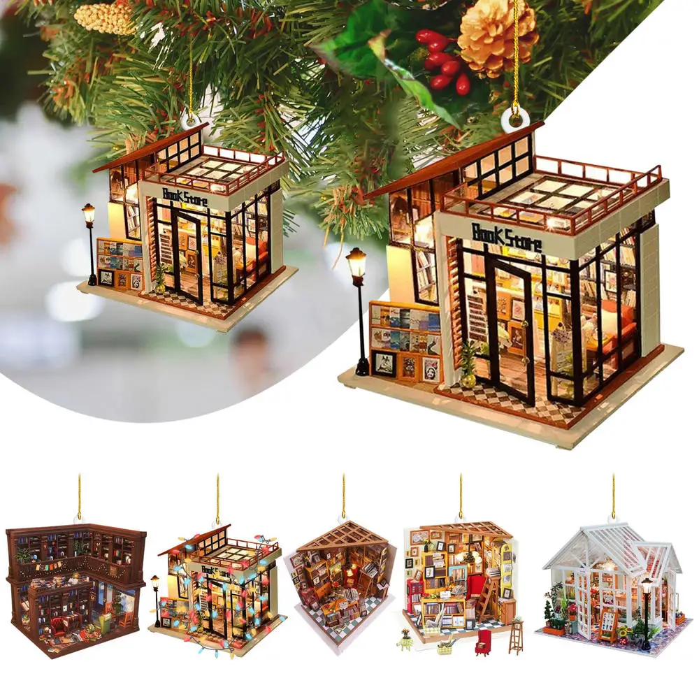 

1PC Book Lovers Bookshelf Pendant Ornament Christmas Tree Book Store Hanging Craft Decor Gifts Navidad Home Decoration