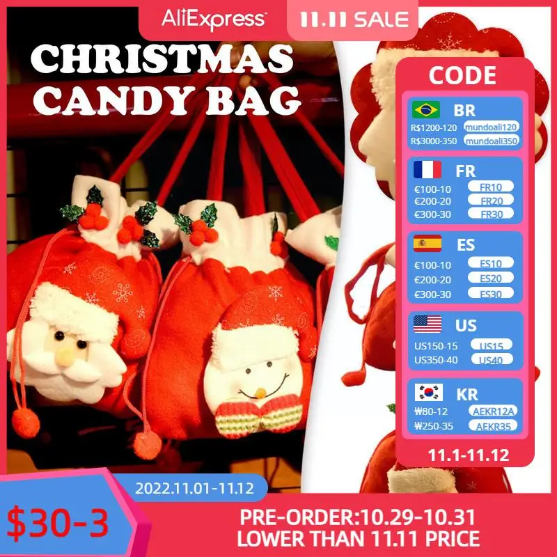 

1 Pc Christmas Candy Bag Antler Bag Velvet Drawstring Candy Gift Bag For Packaging Gift Wedding Party Christmas Candy Bags P4r8