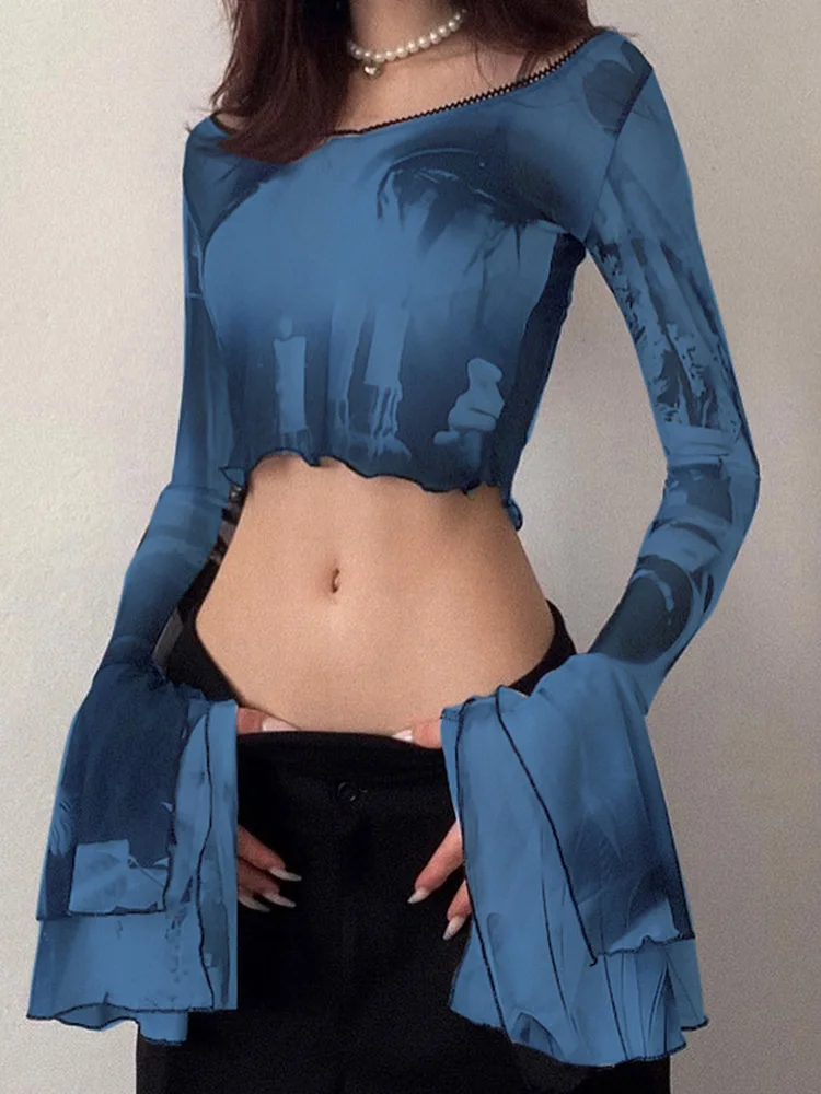 Женские укороченные топы в стиле панк с эстетическим принтом готические