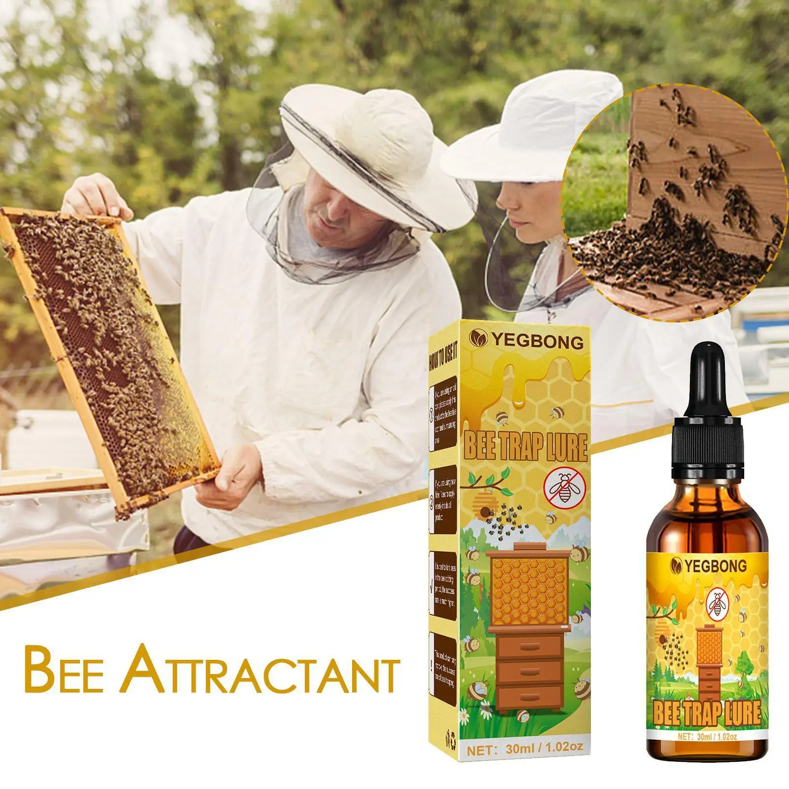 

30ml Bee Attractant Lures Bait Pollen Trap Tools Beekeeping Equipment Honey For Garden T1A1