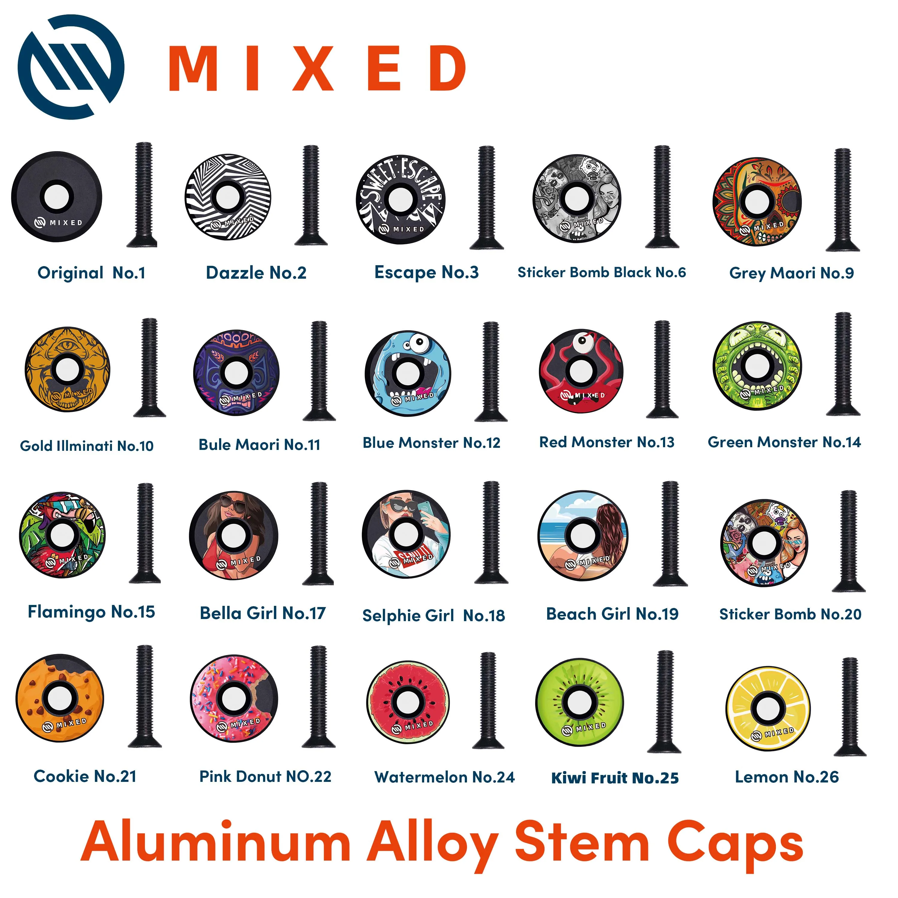 MIXED Pack Light 32mm Headset Stem Caps Aluminum Alloy with Screws for MTB Bike Road Mountain Bicycle Cycling Parts