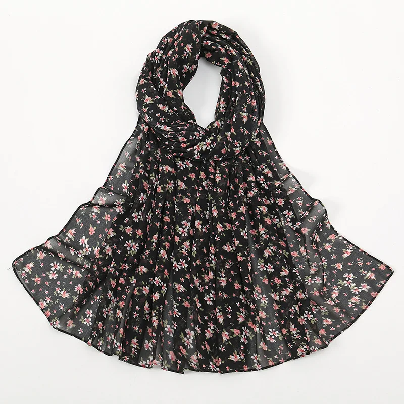 2023 Fashion Women Bubble Chiffon Hijab Scarf Foulard Femme Musulman Printed Shawl Islamic Clothing Headwear Muslim Headscarf