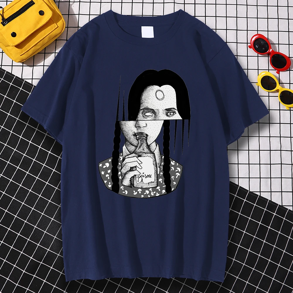 

Vintage Breathable Man Tees Shirt Fashion Comfortable T-Shirt Poisonous Black Printing Clothing Spring Summer Tees Shirts Male