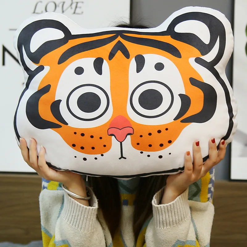 

Симпатичная плюшевая подушка тигр/зебра, мягкая набивная подушка в виде мультяшного животного, тигр/Искусственная детская подушка для дива...