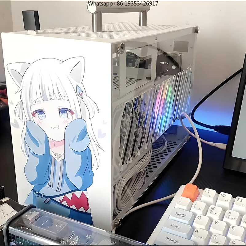 Фото Корпус T60 Mini ITX A4 портативный с прозрачной боковой панелью для блока питания SFX, белый, малогабаритный, для длинных видеокарт №3