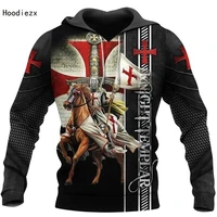 3d print medieval mens hoodie knight templar harajuku fashion hooded sweatshirt casual spring autumn sportswear jacket