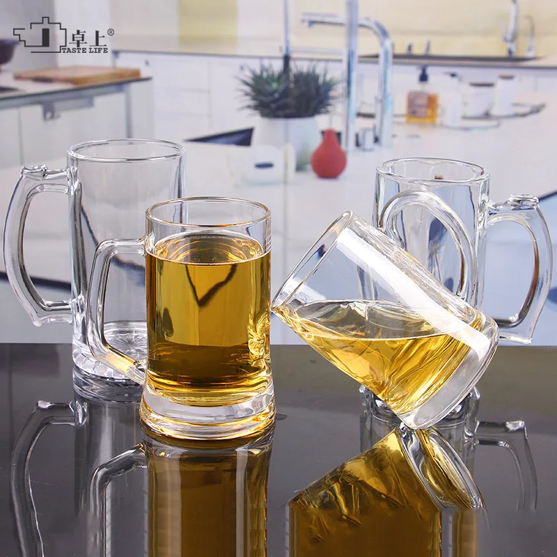 

Large Capacity Bring A Draft Beer Cup Transparent Glass Thickened Beer Cup Commercial Cup for Bars Home Heat-resistant Cup