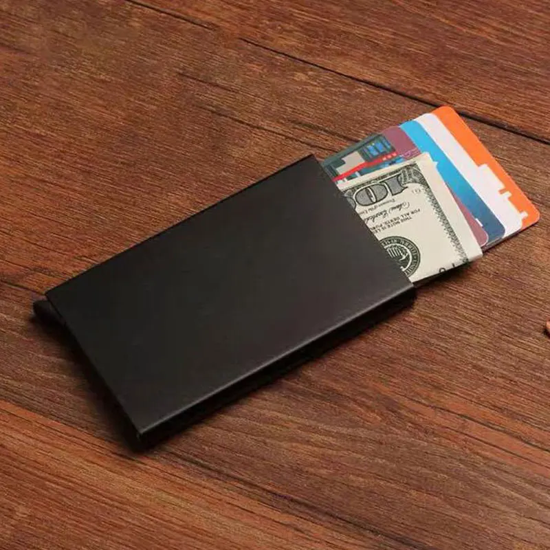 

Anti-theft Credit Card Holder Mini Thin Wallets Aluminum Metal Automatic Pop Anti ID Bank Card Protect Clip
