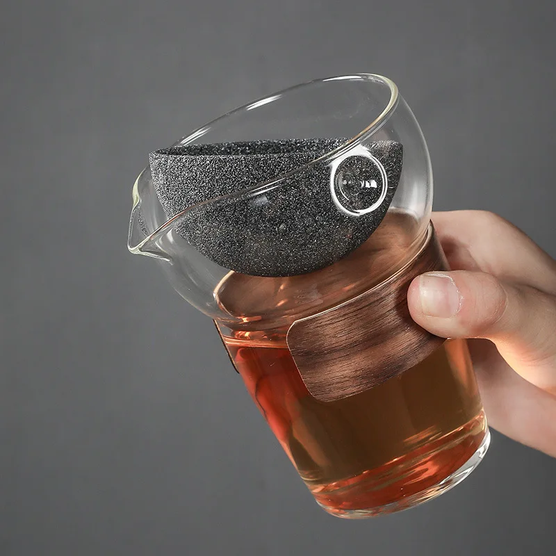

Non-porous filter cup rotating tea leak fair cup glass wine cooler no tea residue filter