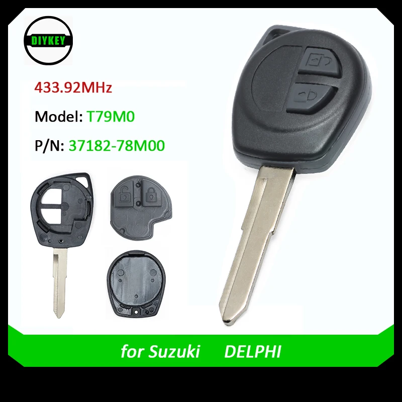 Ключ дистанционного управления автомобилем с 2 кнопками 433 92 МГц ID47 чип HU87