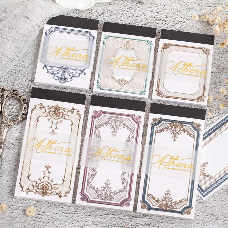 

30 Sheets Gorgeous Border Decorative Paper Athena Series for Vintage Junk Journal Paper Packs Diy Note book Craft Supplies