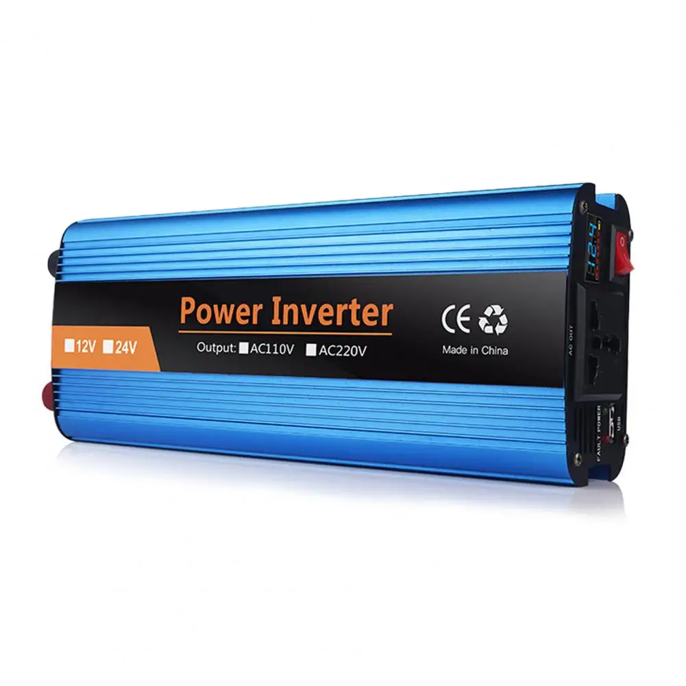 

Car Power Inverter 2400W DC12V/24V To 220V LED Display Sockets Power Inverter With QC 3.0 USB Charger Fast Charging Adapter