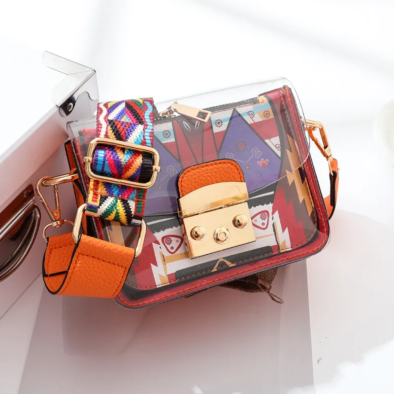 

New Fashion Trendy Female Transparent Bag Large Capacity Women Single Shoulder Purse Ladies Wide Shoulder Strap Messenger Wallet