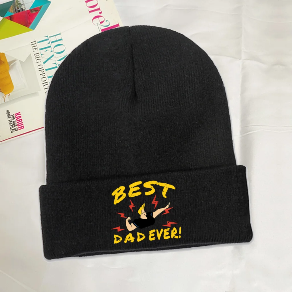 

Johnny Bravo Little Suzy Animated Skullies Beanies Caps Best Dad Ever Knitted Winter Warm Bonnet Hats Unisex Ski Cap