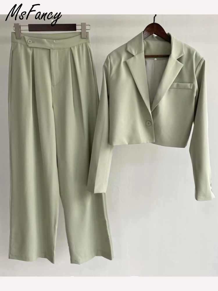 Блейзер Msfancy для женщин мода 2022 года укороченный брюки с высокой талией и