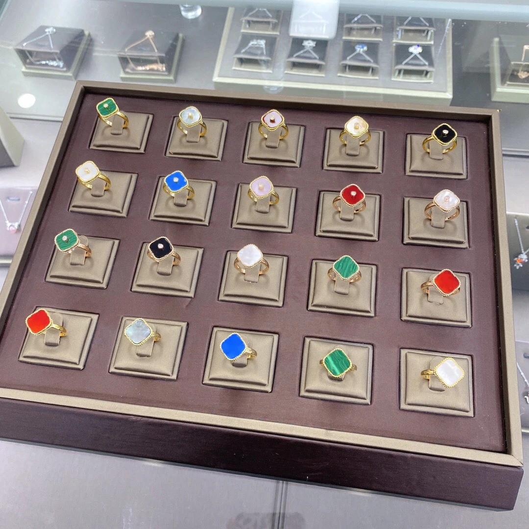 2024 модное классическое кольцо Lucky 4/четырехлистный клевер перламутр 18K
