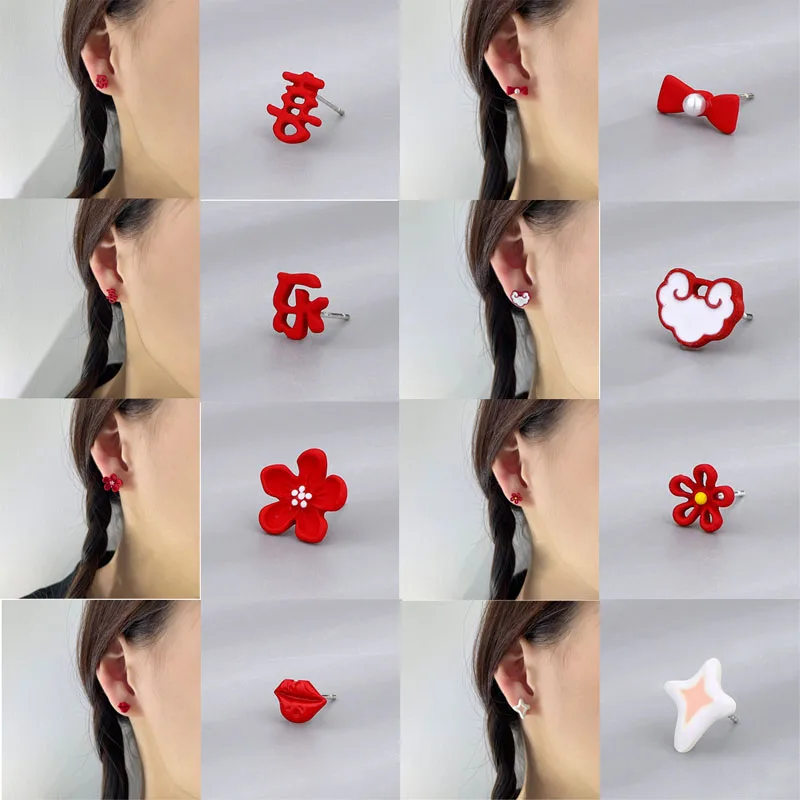 MEETSOFT керамические серьги-гвоздики в виде персиков цветов бантов жемчуга для