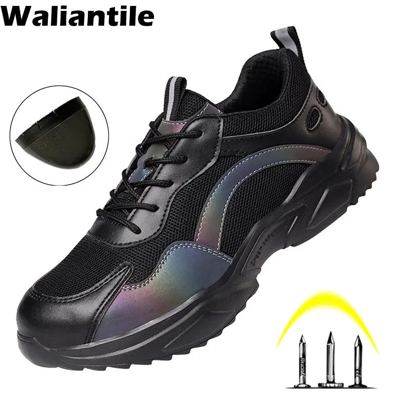 

Waliantile Comfort Work Safety Shoes Sneakers For Men Puncture Proof Anti-smashing Work Boots Steel Toe Indestructible Footwear