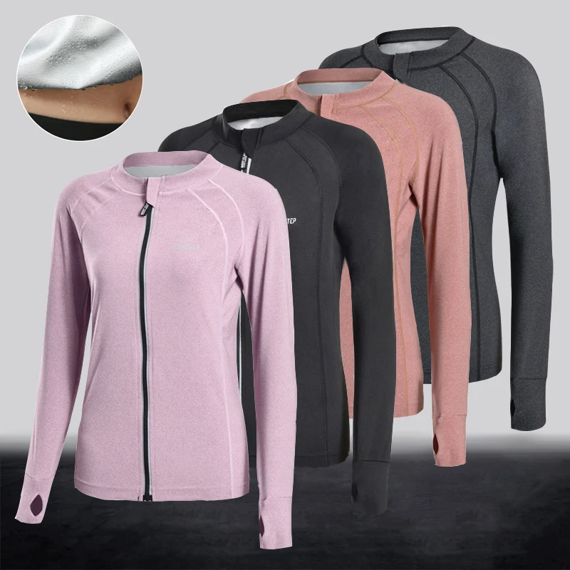 

Женская спортивная куртка для сауны с воротником-стойкой/Толстовка для фитнеса с длинными рукавами, тонкая спортивная толстовка для бега, й...