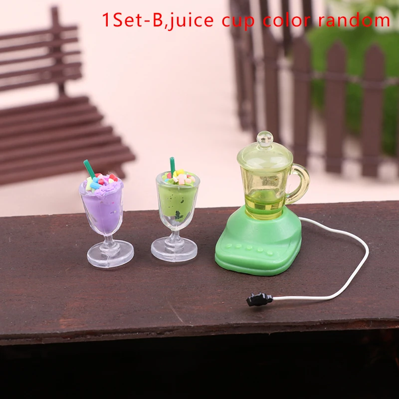 1Set 1:12 Dollhouse Miniature Blender Juicer Juice Cup Kit Blender Model Kitchen Decor Play House Toy
