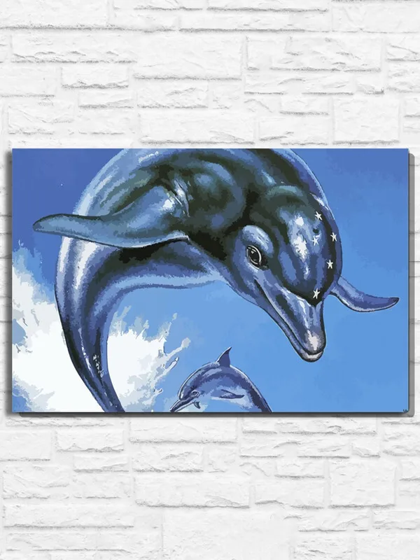 Картина по номерам на холсте игра Ecco The Dolphin (Sega Сега 16 bit бит ретро приставка) - 9928 Г