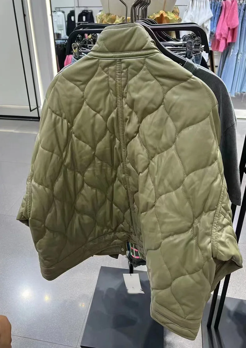 Ladies 2022 Winter PU New Women's Commuter Collar Zipper Cotton-padded Jacket Coat Women