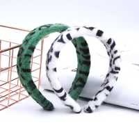new leopard print plush headband simple european and american rabbit fur hair accessories headband headwear designer headbands