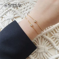 simple fashion single sparkling zircon bracelet for women stainless steel 18k gold plated jewelry