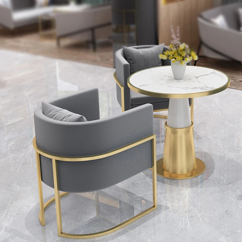 

Metal Gold Dining Chairs Bedroom Kitchen Outdoor Garden Clear Design Relax Hand Chair Elegant Poltrona Luxuosa Balcony Furniture