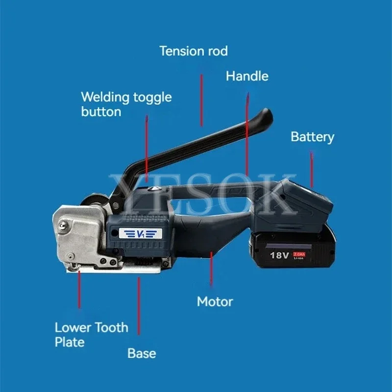 Электрическая обвязочная машина 13-16 мм PP PET упаковочная с цифровым дисплеем