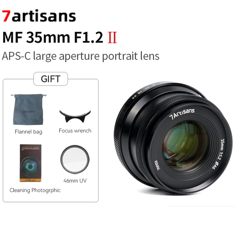 

7artisans 35mm F1.2 II APS-C Large aperture Prime Lens for Micro 4/3 Sony E Fuji X Canon EF-M Nikon Z Mount Lens