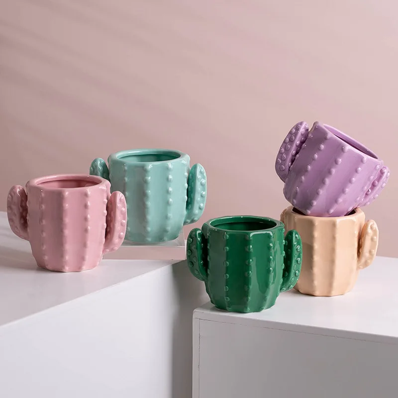 

Nordic Home Garden Decor Porcelain Succulent Planter Flower Pot Decoration Ceramic Cactus Living Room Decoration Bedroom Decor