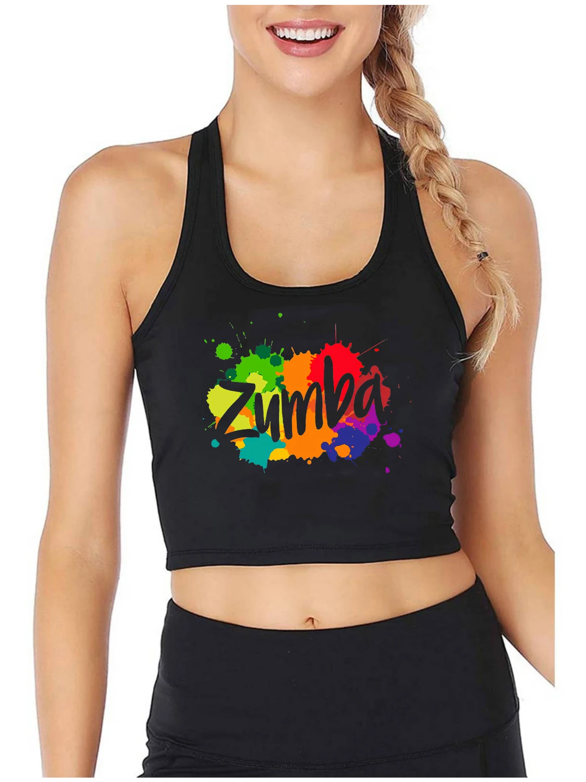 

Кроп-Топ женский с принтом Zumba, пикантный облегающий топ для занятий йогой, спортом, танцами, фитнес-тренировкой