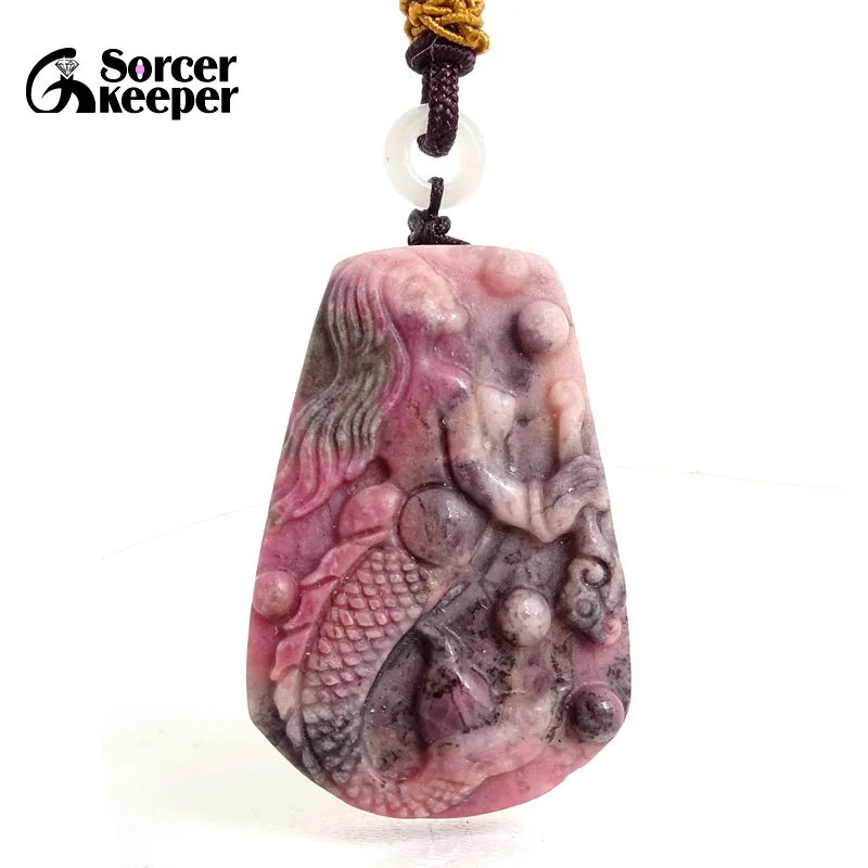 

Новая мода ручная резьба очарование русалки родонита нефрита для изготовления ювелирных изделий кулон ожерелье аксессуары для женщин BH288