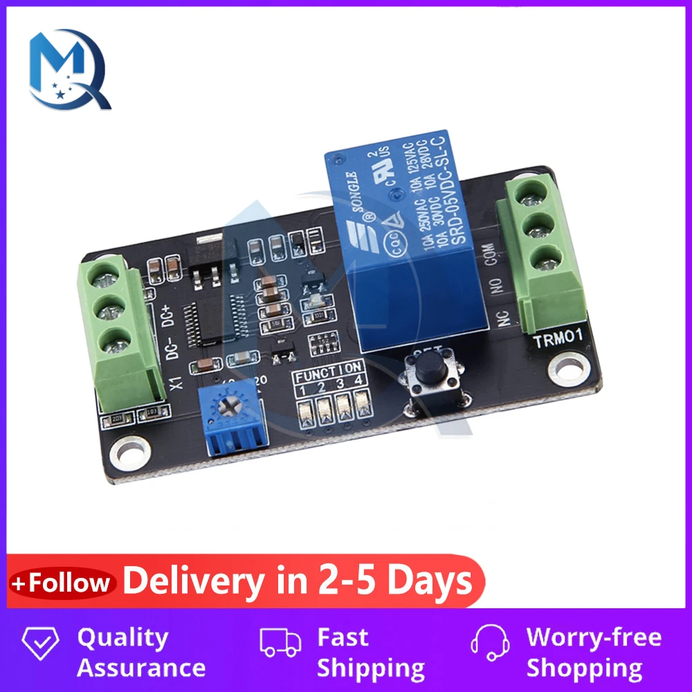 Релейный модуль задержки TRM01/самоблокировка/переключатель задержки 5 в 12 В 24 в синхронизация 0,1 с-120 с одиночное реле