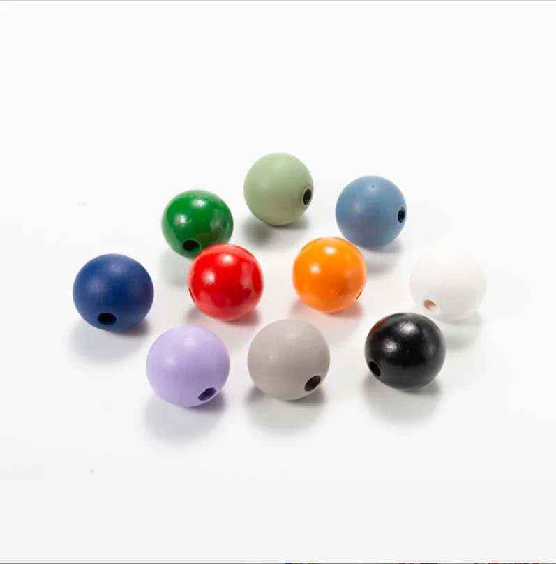 

30pcs 16MM Candy Colorful Round Natural Wooden Beads Party Party decoration Children's Toys Bracelet Accessories