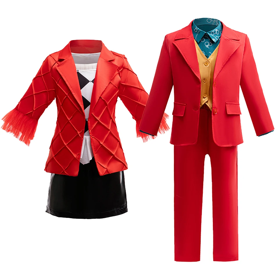 Harley одежда для ролевых игр клоуна Дети Хэллоуин Квинн косплей девушка красный