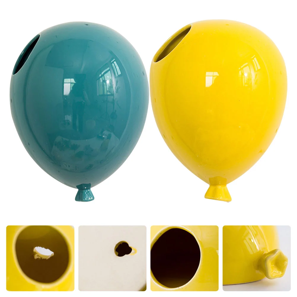 

2Pcs Ceramic Balloon Shaped Wall Decor Wall Hanging Flower Pot Dry Flower Vase Decorative Flower Planter