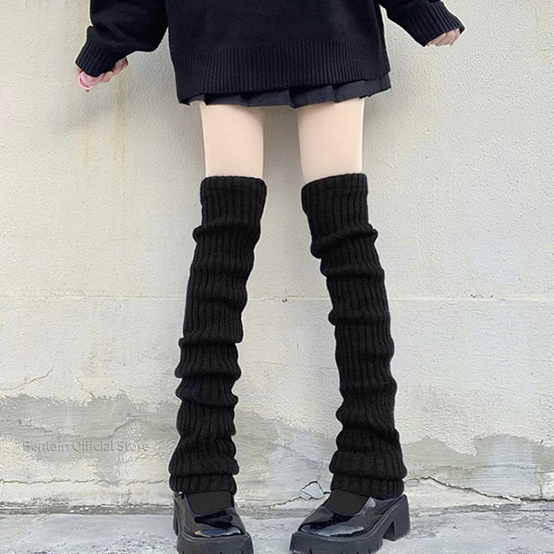 Lengthened Leg Warmers Women's Lolita Long Socks JK College Style Knitted Warm Socks Autumn Winter Over Knee Boot Cuffs