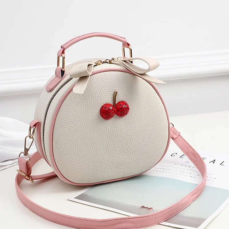 

Small bag women's bag 2023 new fashion hand-held shoulder bag lychee pattern cherry children's bag shoulder messenger bag