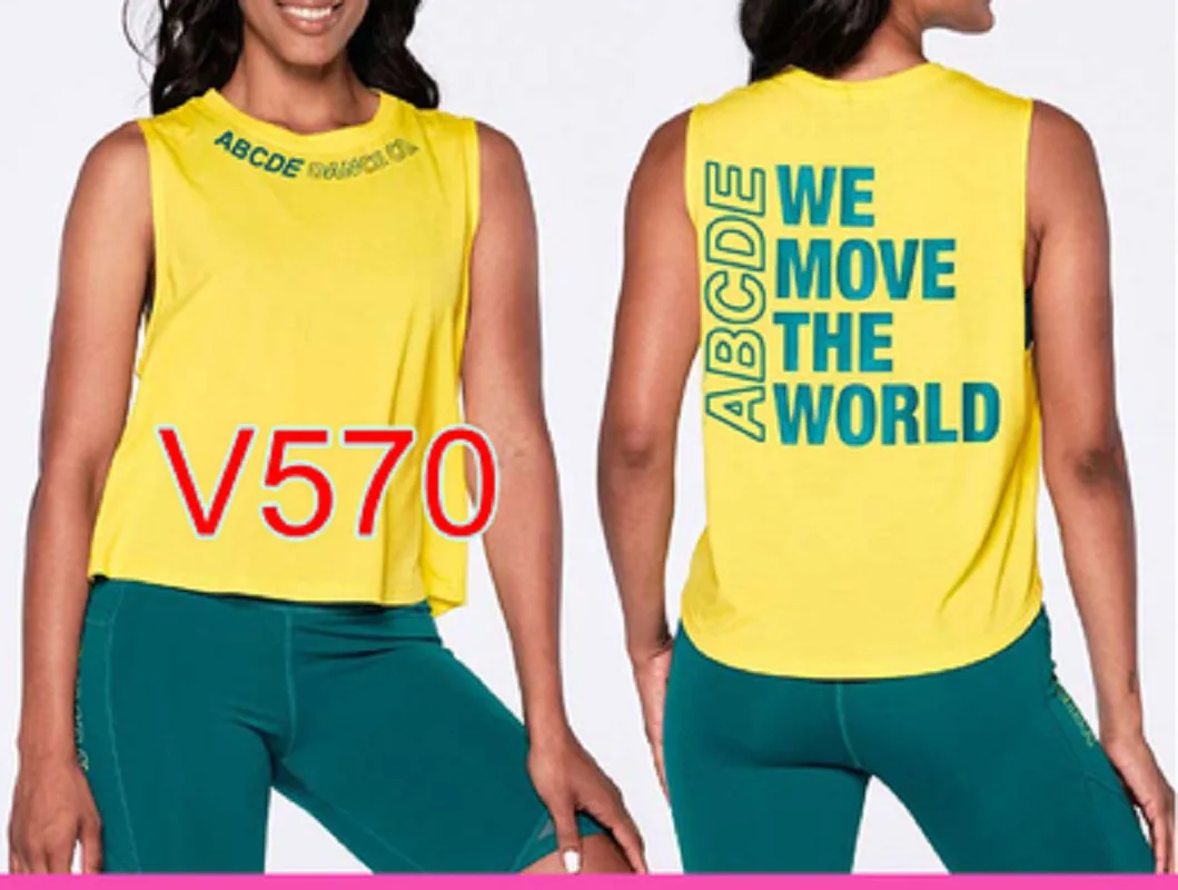 

ZW Zumba new spot fluorescent yellow sleeveless vest tops sports fitness clothes dancing V570